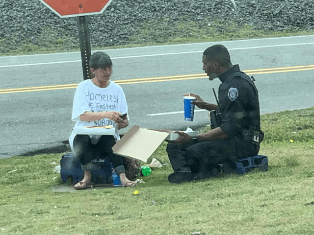 Cassie was out on her lunch break and observed Goldsboro’s Finest enjoying lunch with a homeless person. Law enforcement does so much for our community, with a lot of it going unnoticed. We see you Goldsboro P.D. Keep up the good work. — with Cassie Lea Parker.