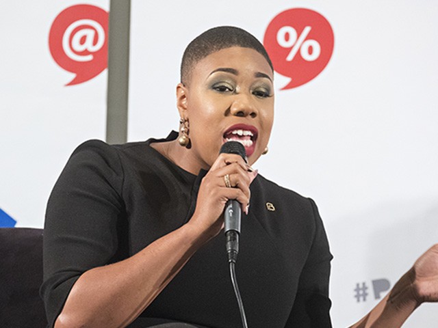 Symone Sanders attends Politicon at The Pasadena Convention Center on Sunday, Aug. 30, 2017, in Pasadena, Calif. (Photo by Colin Young-Wolff/Invision/AP)