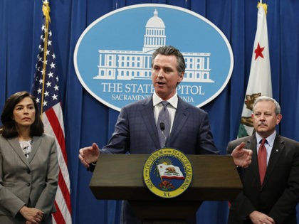 In the aftermath of the first California resident to die from the coronavirus, California Gov. Gavin Newsom declared a statewide emergency to deal with the virus, at a Capitol news conference in Sacramento, Calif., Wednesday, March 4, 2020. The elderly patient died in Placer County, northeast of Sacramento, after apparently …
