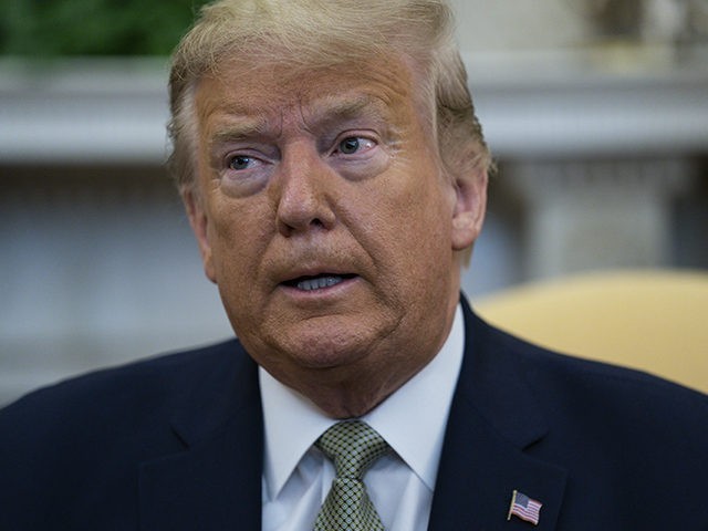 President Donald Trump speaks during a meeting with Irish Prime Minister Leo Varadkar in t