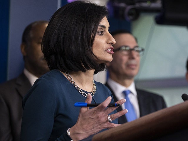 Administrator of the Centers for Medicare and Medicaid Services Seema Verma, speaks during a news conference about the coronavirus in the James Brady Briefing Room at the White House, Saturday, March 14, 2020, in Washington. (AP Photo/Alex Brandon)