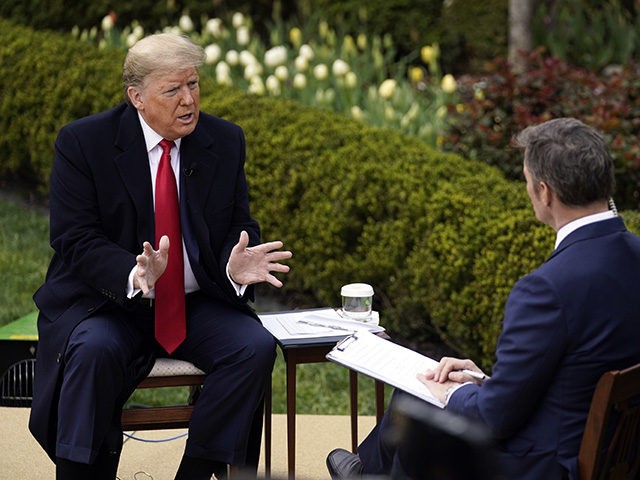 President Donald Trump speaks with Fox News Channel Anchor Bill Hemmer during a Fox News C