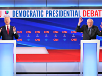 Democratic presidential hopefuls former US vice president Joe Biden (L) and Vermont Senator Bernie Sanders (R) take part in the 11th Democratic Party 2020 presidential debate in a CNN Washington Bureau studio in Washington, DC on March 15, 2020. (Photo by MANDEL NGAN / AFP) (Photo by MANDEL NGAN/AFP via …