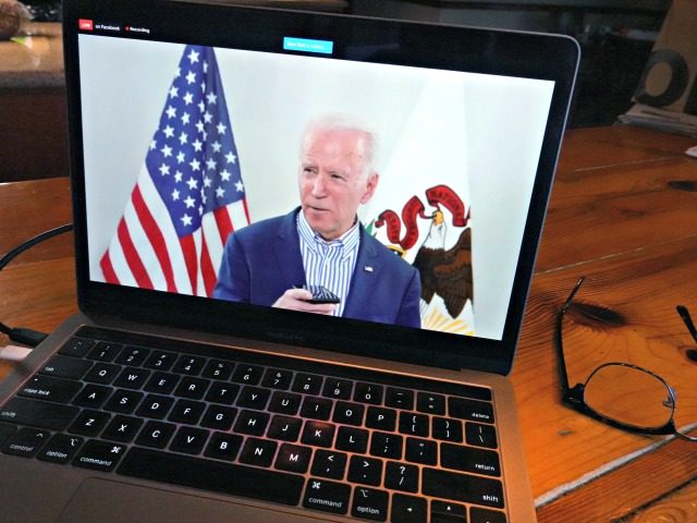 CHICAGO, ILLINOIS - MARCH 13: Vice President Joe Biden holds a virtual campaign event on March 13, 2020 in Chicago, Illinois. The scheduled in-person Illinois campaign event was changed to a virtual event because of fears of COVID-19. (Photo by Scott Olson/Getty Images)
