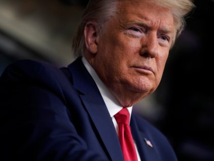 President Donald Trump speaks during press briefing with the Coronavirus Task Force, at th