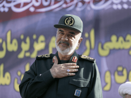 Hossein Salami deputy commander of the Islamic Revolutionary Guard Corps attends a public