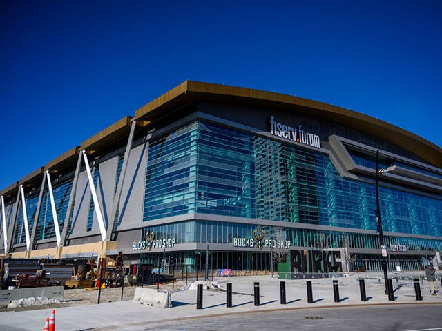 The Fiserv Forum is seen during a media walk through ahead of the Democratic National Conv