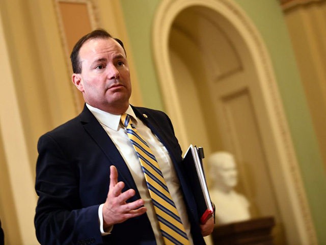 US Senator Mike Lee leaves after a recess during the impeachment trial of US President Donald Trump at the US Capitol in Washington, DC on January 28, 2020. - US President Donald Trump's lawyers were to wrap up their defense at his Senate impeachment trial on Tuesday but their hopes …