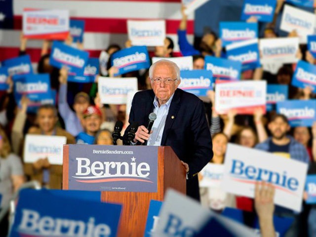 Democratic White House hopeful Vermont Senator Bernie Sanders speaks during a Presidential