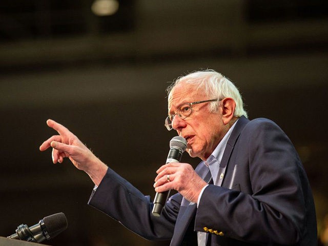 Democratic presidential hopeful Vermont Senator Bernie Sanders addresses a rally at The Sa