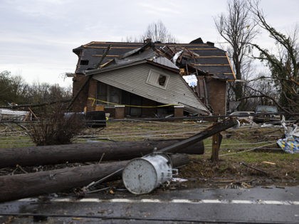 COOKEVILLE, TN - MARCH 03: A home is shown destroyed by high winds from one of several tor