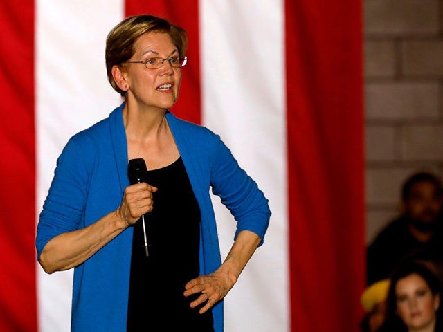 Democratic presidential hopeful Massachusetts Senator Elizabeth Warren speaks during a cam