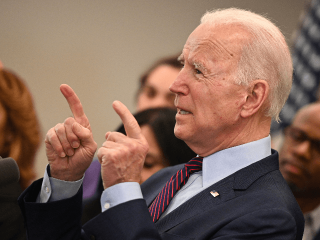 Democratic presidential hopeful Joe Biden gestures as he delivers remarks in Los Angeles, California, March 4, 2020. - Joe Biden reclaimed frontrunner status in the race for the Democratic presidential nomination after notching up stunning Super Tuesday primary victories. (Photo by Robyn Beck / AFP) (Photo by ROBYN BECK/AFP via …