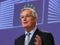 European Commission's Head of Task Force for Relations with Britain Michel Barnier gives a press conference as he reports on the first round of EU-Britain negociations at the EU headquarters in Brussels on March 5, 2020. (Photo by François WALSCHAERTS / AFP) (Photo by FRANCOIS WALSCHAERTS/AFP via Getty Images)