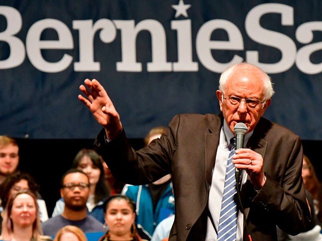 Democratic presidential hopeful Senator Bernie Sanders speaks at a Bernie 2020 rally at th