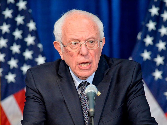 US Democratic presidential candidate Senator Bernie Sanders(I-VT) speaks to the press afte