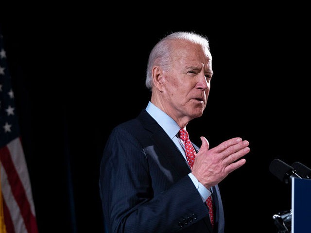 WILMINGTON, DE - MARCH 12: Democratic presidential candidate former Vice President Joe Biden delivers remarks about the coronavirus outbreak, at the Hotel Du Pont March 12, 2020 in Wilmington, Delaware. Health officials say 11,000 people have been tested for the Coronavirus (COVID-19) in the U.S. (Photo by Drew Angerer/Getty Images)