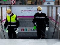 Members of the Military Emergencies Unit (UME) carry out a general disinfection at a metro station in Valencia on March 18, 2020. - The number of people infected by COVID-19 in Spain soared past 13,700 today with the number of deaths rising to almost 600, government data showed. Over the …