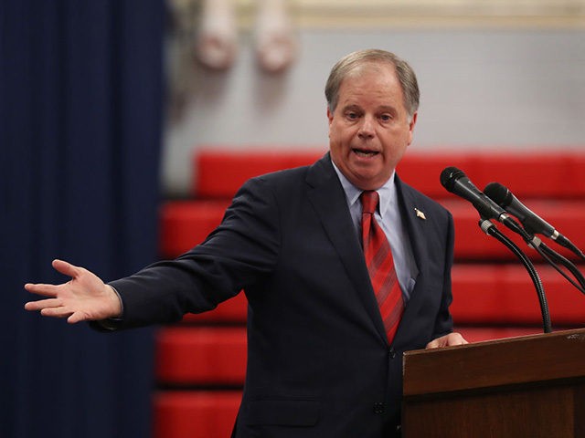 SELMA, AL - MARCH 01: Sen. Doug Jones (D-AL) speaks during the Martin & Coretta S. King Unity Breakfast on March 1, 2020 in Selma, Alabama. Presidential candidates and their supporters continue to campaign before voting starts on Super Tuesday, March 3. (Photo by Joe Raedle/Getty Images)