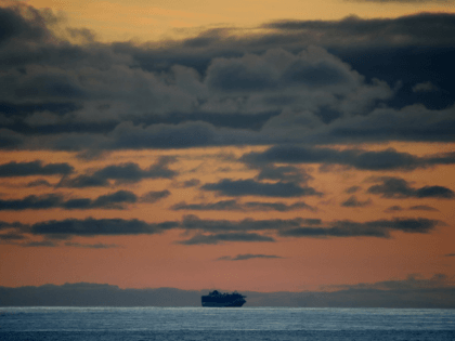 The Princess Cruises Grand Princess cruise ship sits off the coast of San Francisco as it