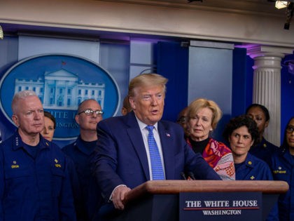 WASHINGTON, DC - MARCH 15: U.S. President Donald Trump speaks to the media in the press briefing room at the White House on March 15, 2020 in Washington, DC. The United States has surpassed 3,000 confirmed cases of the coronavirus, and the death toll climbed to at least 61, with …