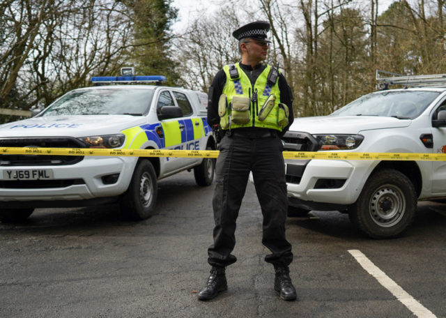 AYSGARTH FALLS, UNITED KINGDOM - MARCH 28: Police Officers from North Yorkshire Police and Park Rangers from the Dales National Park reinforce the importance of social distancing and staying at home at the Aysgarth Falls National Park Visitor Centre which is closed to the public as the UK adjusts to …