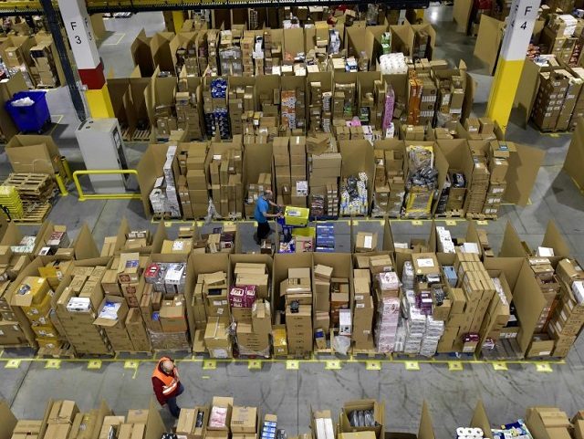 Picture shows the Amazon electronic commerce company's logistics center in San Fernando de