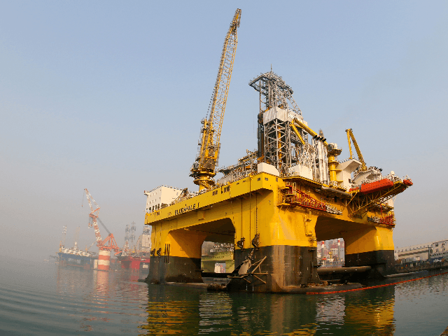 This photo taken on February 13, 2017 shows a semi-submersible drilling platform in the waters off Yantai, in China's Shandong province. China has joined efforts to tap the world's vast deposits of natural gas hydrates or "combustible ice", but it will be years before the fossil fuel is part of …