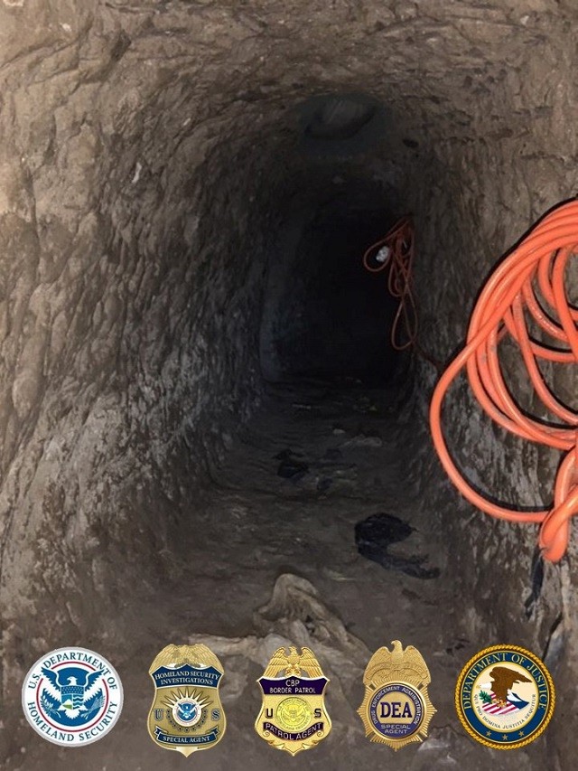 An inside look at a 2,000' long tunnel found by federal authorities in Southern California. (Photo: U.S. Drug Enforcement Administration)