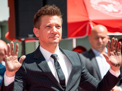 Actor Jeremy Renner attends the Marvel Studios' 'Avengers: Endgame' cast place their hand prints in cement at TCL Chinese Theatre IMAX Forecourt on April 23, 2019, in Hollywood, California. (Photo by VALERIE MACON / AFP) (Photo credit should read VALERIE MACON/AFP via Getty Images)