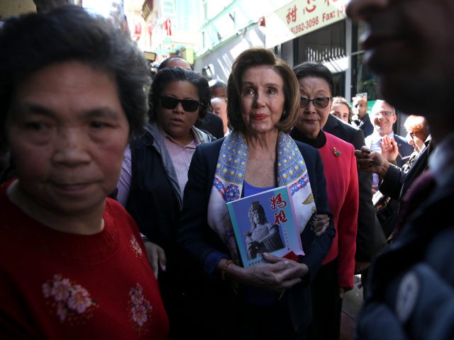 U.S. Speaker of the House Rep. Nancy Pelosi (C) (D-CA) tours San Francisco's Chinatown on February 24, 2020 in San Francisco, California. Nancy Pelosi joined community leaders on a merchant walk and dim sum lunch in San Francisco's Chinatown as concerns over the Coronavirus have had an impact on businesses …