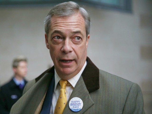 LONDON, ENGLAND - FEBRUARY 02: Brexit Party leader and former MEP, Nigel Farage arrives to