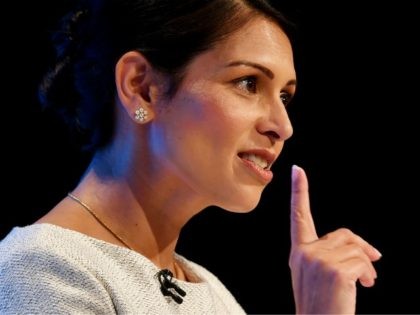 MANCHESTER, ENGLAND - OCTOBER 01: Home Secretary, Priti Patel addresses the delegates on t