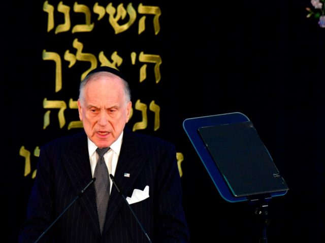 President of the World Jewish Congress Ronald Lauder gives a speech during a solemn ordination ceremony of three rabbis and three cantors at the Bet Zion synagogue in Berlin on October 8, 2018. (Photo by Tobias SCHWARZ / AFP) (Photo credit should read TOBIAS SCHWARZ/AFP via Getty Images)