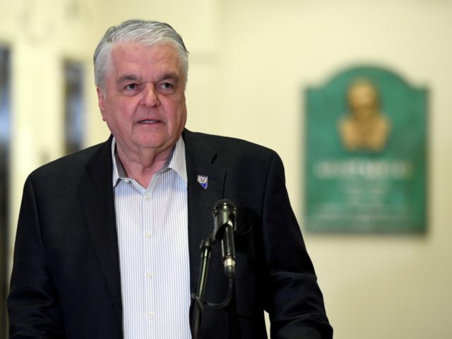 LAS VEGAS, NEVADA - MARCH 17: Nevada Gov. Steve Sisolak speaks during a news conference on the state's response to the coronavirus outbreak at the Grant Sawyer State Office Building on March 17, 2020 in Las Vegas, Nevada. Sisolak announced a statewide closure of all nonessential businesses by noon on …