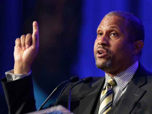 FILE - In this May 29, 2014 file photo, author and talk show host Tavis Smiley speaks at B