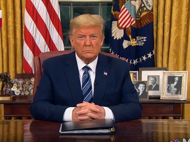 Donald Trump during 3/11/2020 Oval Office address