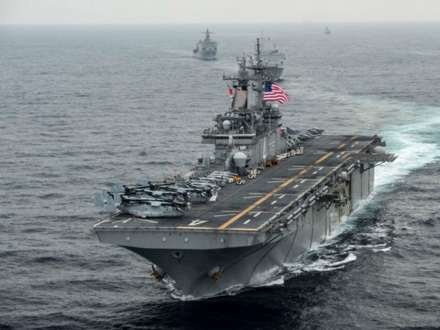 AT SEA - MARCH 8: In this handout photo provided by the U.S. Navy, the amphibious assault
