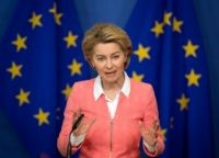 BRUSSELS, BELGIUM - MARCH 04: President of the European Commission Ursula von der Leyen holds a press conference following a meeting with Swedish environmentalist Greta Thunberg and the announcement of a new EU climate deal, at the European Commission on March 4, 2020 in Brussels, Belgium. (Photo by Leon Neal/Getty …