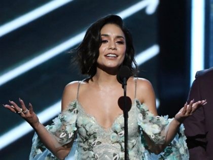 LAS VEGAS, NV - MAY 21: Co-hosts Vanessa Hudgens (L) and Ludacris speak during the 2017 Bi