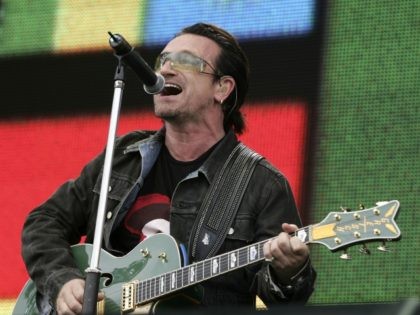 LONDON - JULY 02: Singer Bono from the band U2 performs on stage at "Live 8 London&qu