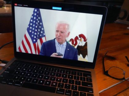 CHICAGO, ILLINOIS - MARCH 13: Vice President Joe Biden holds a virtual campaign event on M