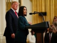 Kim Kardashian West, who is among the celebrities who have advocated for criminal justice reform, speaks during an event on second chance hiring and criminal justice reform with President Donald Trump in the East Room of the White House, Thursday, June 13, 2019, in Washington. (AP Photo/Evan Vucci)