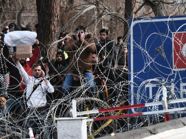 This picture taken from the Greek side of the Greece-Turkey border near Kastanies, shows m