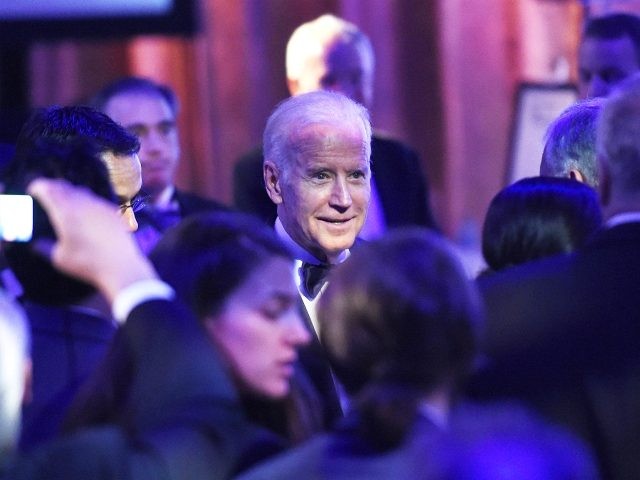 NEW YORK, NY - MAY 26: Recipient of The 2016 Intrepid Freedom Award, United States Vice President Joe Biden greets guests at the Salute To Freedom 25th Anniversary Gala at Intrepid Sea-Air-Space Museum on May 26, 2016 in New York City. (Photo by Nicholas Hunt/Getty Images)
