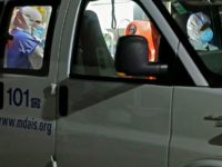 An ambulance, carrying an Israeli woman returning from Italy displaying symptoms of COVID-19 virus, arrives at the infectious disease unit at the Sheba Medical Center in the Israeli city of Ramat Gan on February 28, 2020. (Photo by Jack GUEZ / AFP) (Photo by JACK GUEZ/AFP via Getty Images)