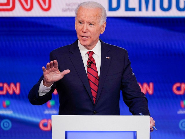 Former Vice President Joe Biden, participates in a Democratic presidential primary debate