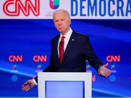 Former Vice President Joe Biden, participates in a Democratic presidential primary debate