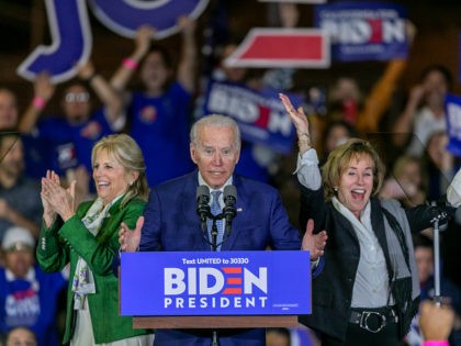 LOS ANGELES, CA - MARCH 03: Democratic presidential candidate former Vice President Joe Biden, his wife Jill Biden (L) and sister Valerie Biden Owens, attend a Super Tuesday event at Baldwin Hills Recreation Center on March 3, 2020 in Los Angeles, California. Biden is hoping his make-or-break victory in the …