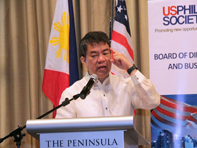 Sen. Koko Pimentel delivered his remarks at the US-Philippines Society Breakfast Panel Presentation and Discussion held at The Peninsula Manila last Feb. 17, 2020. (Senate PRIB/Released)